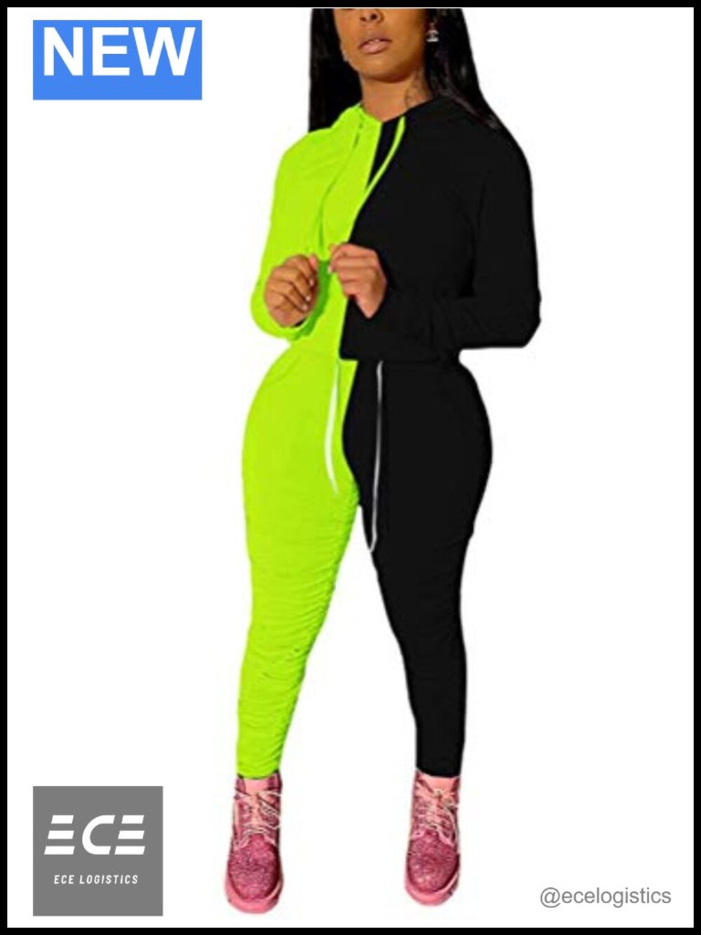 Women 2 Piece Tracksuit Set Long Sleeve Hoodie Sweatshirt Ruched Jogger Pants